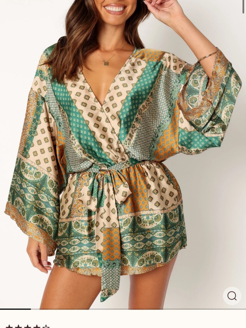 Petal & Pup Paisley Satin Romper Tie Waist